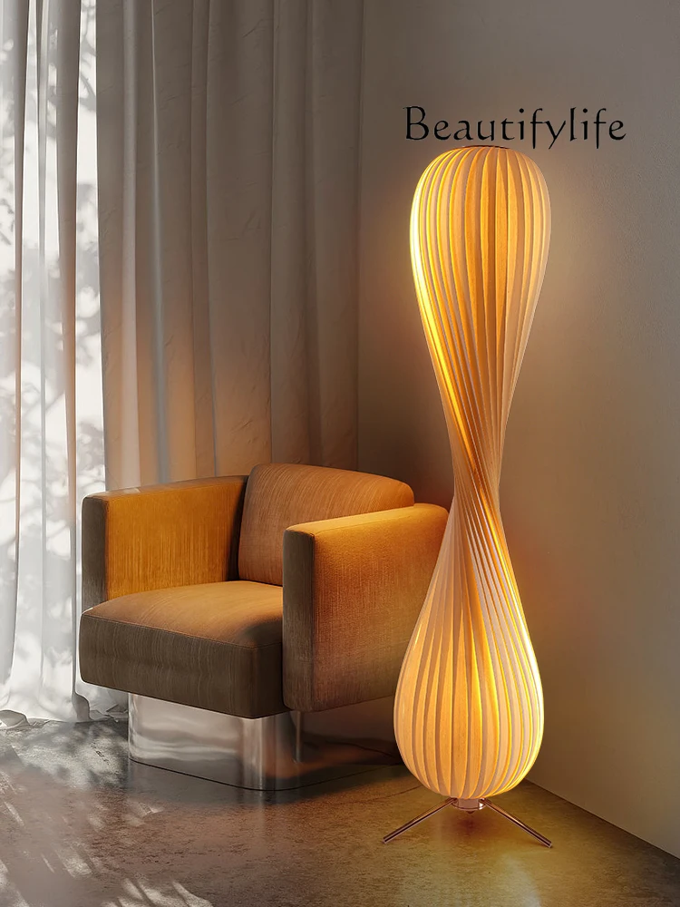 

decorative atmosphere lamp next to the sofa in the living room, advanced vertical lamp in the bedroom, light luxury new model