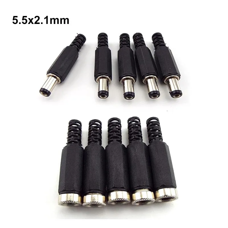 

DC Male Female Connectors Jack Plug Adapter Power supply Socket for Cctv Camera cable DIY Accessories 2.1mmx5.5MM