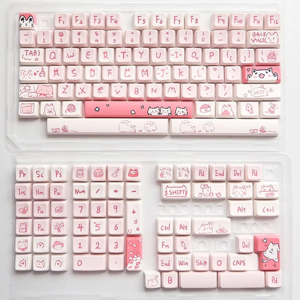 Imagem -06 - Caps de Tecla de Sublimação Térmica de Cinco Lados Pbt Tema Pink Meow Apto para Interruptor mx 61 68 87 96 104 108 Teclado Keycap 61 66 Chaves