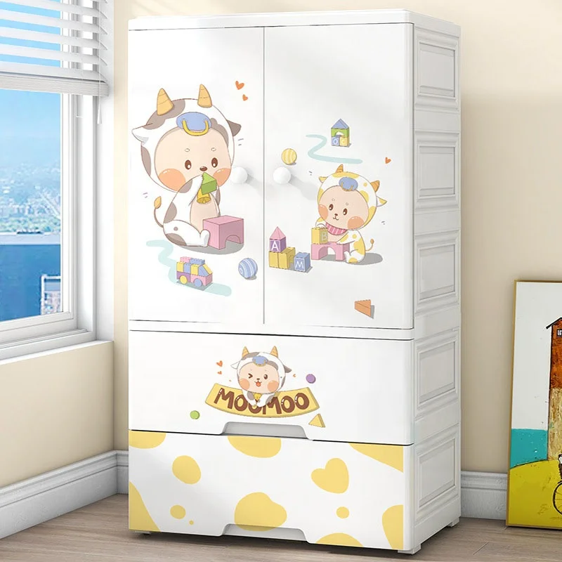 Children's wardrobe modern simple household bedroom plastic storage cabinet baby simple hanging clothes locker