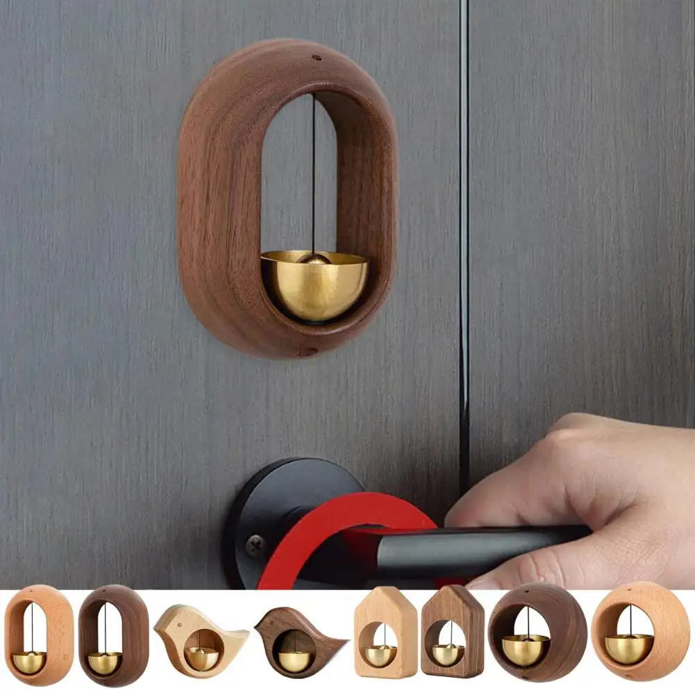 Wood Brass Shopkeepers Bell Loud Sound Front Door Hanging Bell Wind Chime Magnetic Door Opening Doorbell Home Decoration