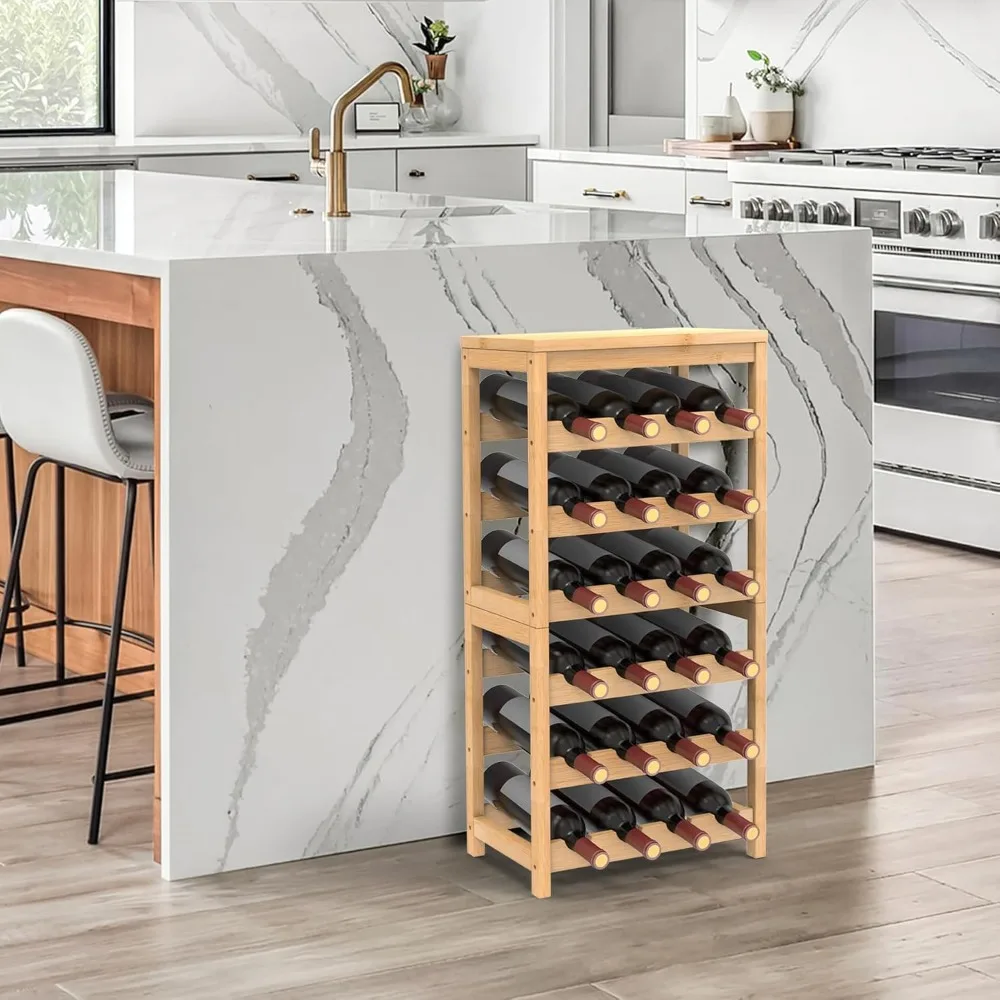 24-Bottle Wine Rack Freestanding Floor, 6 Tier Wine Display Rack , Wine Storage Shelf for Kitchen Dining Room Bar