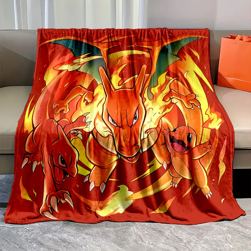 Pokemon Charizard Dragon Flannel Blanket Cartoon Baby Girl Throw Soft Fluffy Blanket Plush Warm Home Sofa Decor Kid Boy Gift