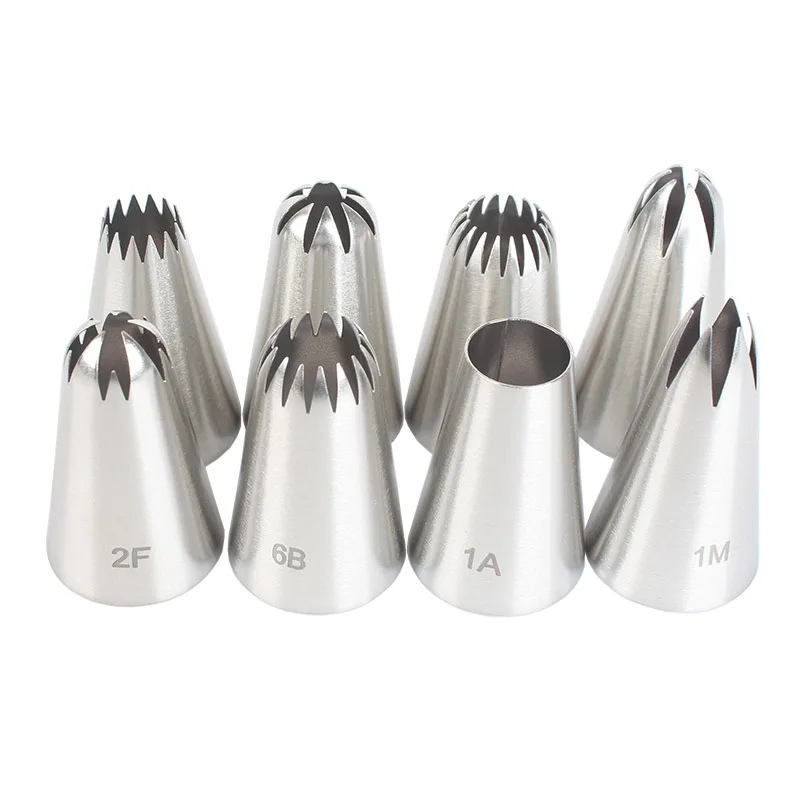 8pcs stainless steel piping nozzles set — icing tips for cake, biscuit & cupcake decoration 5