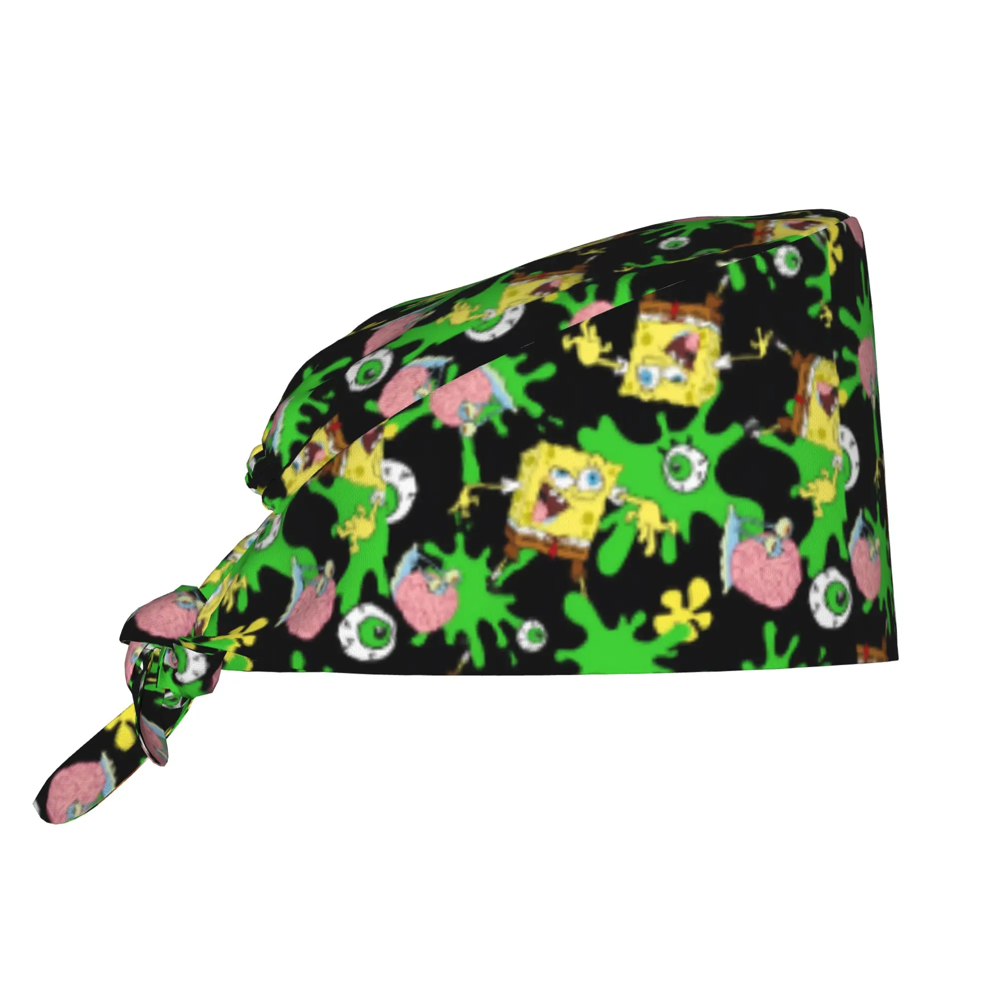 Custom S-Sponges Anime Bobes Scrubs Cap Surgical Hats Men Women Cartoon Operating Room Cap Operator Hats Lab Works Hat
