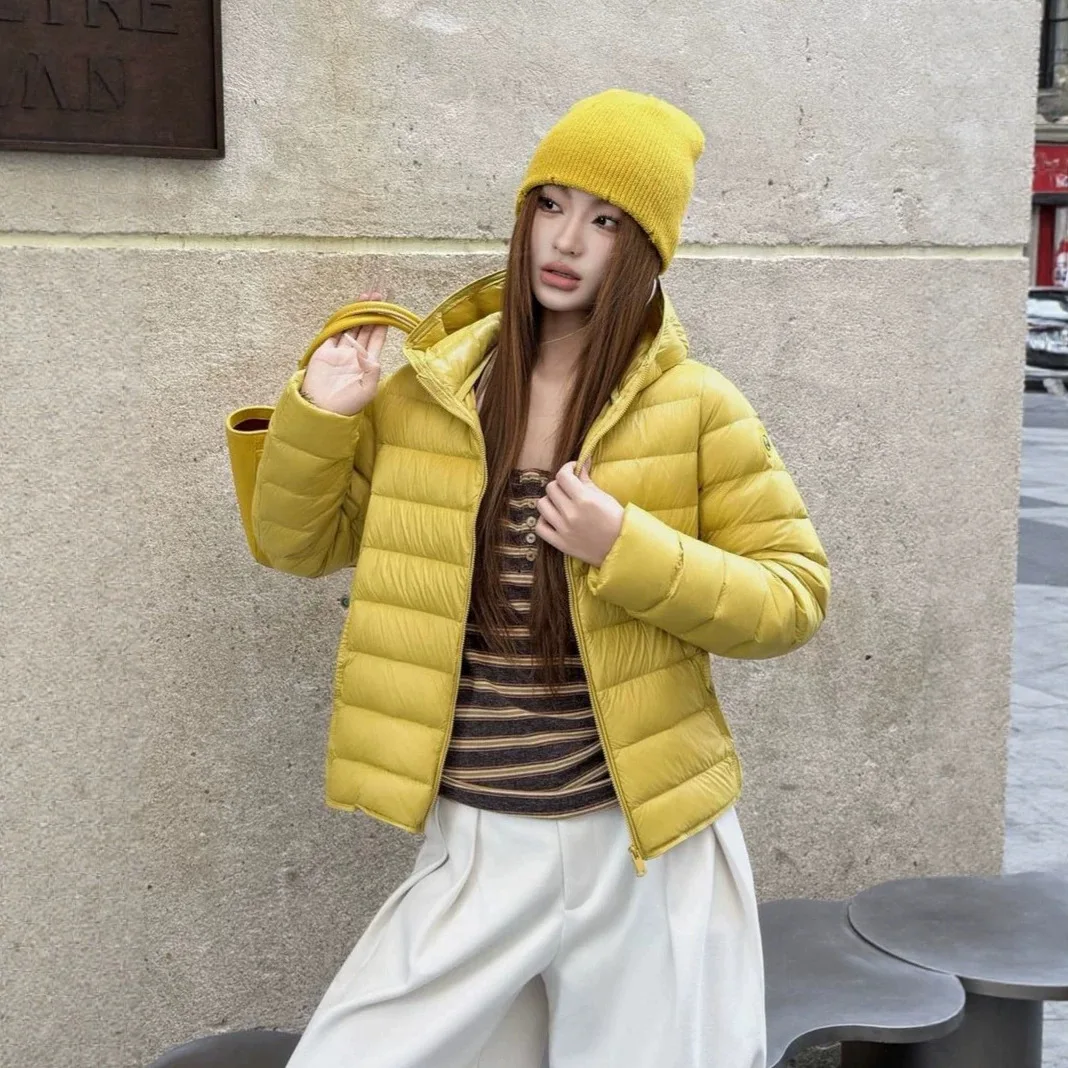 Winter Pork Rib Style Lightweight Hooded Down Jacket Women White Duck Down Waterproof Outwears Female Warm Parker Down Jacket