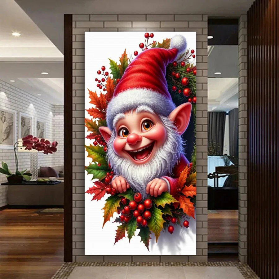 Embroidery Xmas Kits - サンタクロースの絵大サイズDIYダイヤモンドアート絵画メリークリスマスフルスクエアラウンドドリル赤い果物モザイク刺繍キット