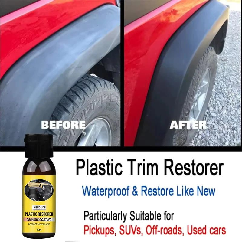 Car Plastic Restorer, Ceramic Coating, 2-3 Years of Long-Lasting Protection, Restoration and Whitening, Black Gloss, Plastic Trim and Rubber Maintenance