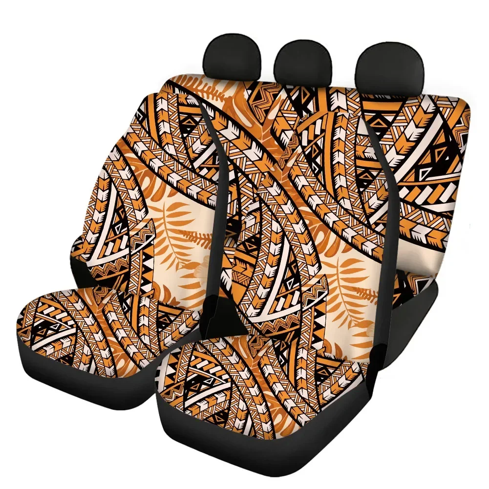 Sea Turtle Tribal Polynesian Design Car Front and Back Seat Cover Chisha Imprint Animation Design Auto Seat Cover