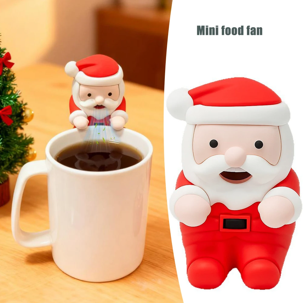 Cartoon Santa Mini Beverage Cooling Blower Fast Cool Hot Coffee Tea Within 3 Minutes Silent Rechargeable Cup Hanging Small