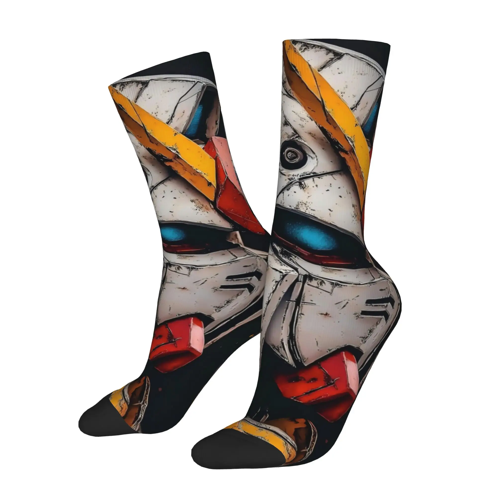 Funny Sock BANDAI Gundam 17 Hip Hop Seamless Pattern Printed Men Socks Novelty Men's Socks