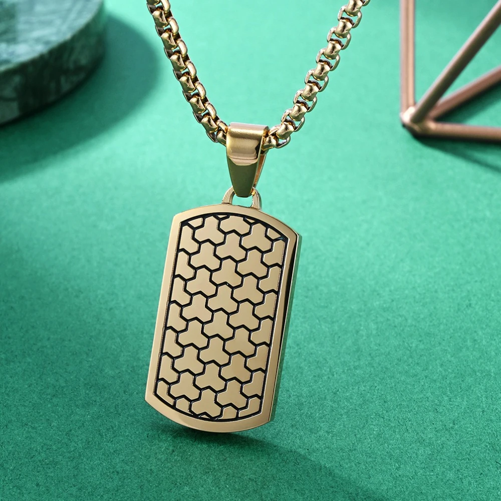 Fußball Textur Militär Anhänger Edelstahl Hip-hop Männer Mode Persönlichkeit Vielseitige Halsketten Schmuck Geschenk – Detail 2