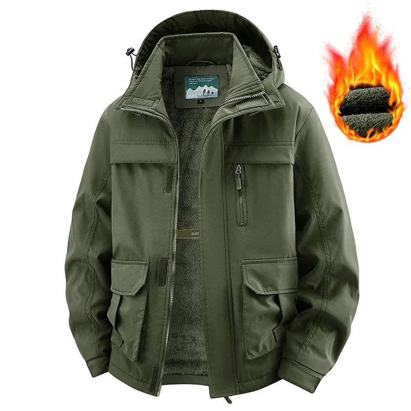 الرجال الشتاء الصوف سميكة عادية القطن وسادة مبطنة الدافئة العصرية مقنعين فضفاض حجم كبير معطف ملابس خارجية عصرية