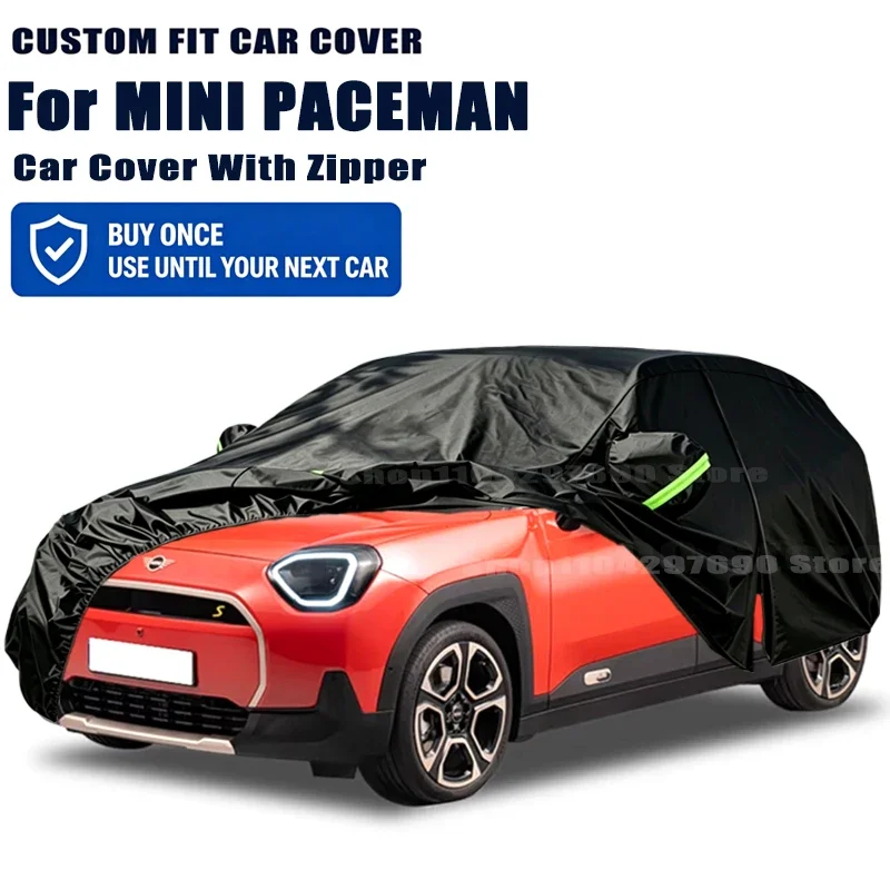 For MINI PACEMAN Car Cover With Door Zipper Waterproof Snow Rain Sunshade Anti-UV Dustproof Outdoor Protector