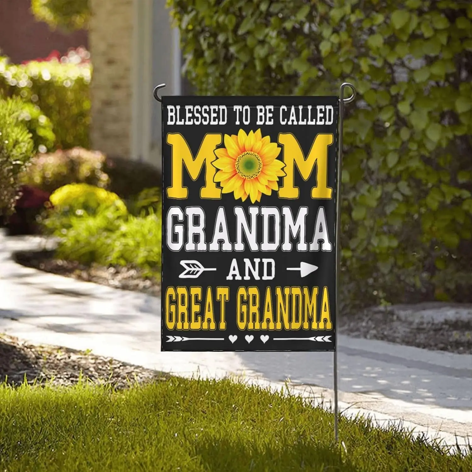 Blessed To Be Called Mom Grandma And Great Grandma Sunflower Decorative Garden Flag, 12×18 Inch Double Sided Welcome Banner  yyi