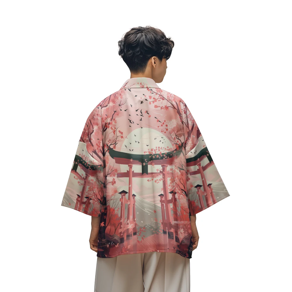 Classic Chinese Style Design Sense of National Tide Ancient Architecture Taoist Robe Men's Fashion Casual Kimono Men's Tops