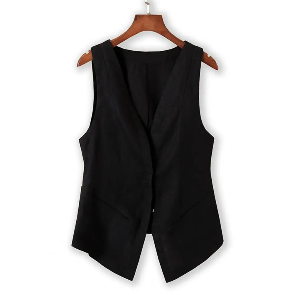 Women Business Waistcoat Vintage Western Style Deep V Neck Women's Sleeveless Vest Single-breasted Short Cardigan for Casual