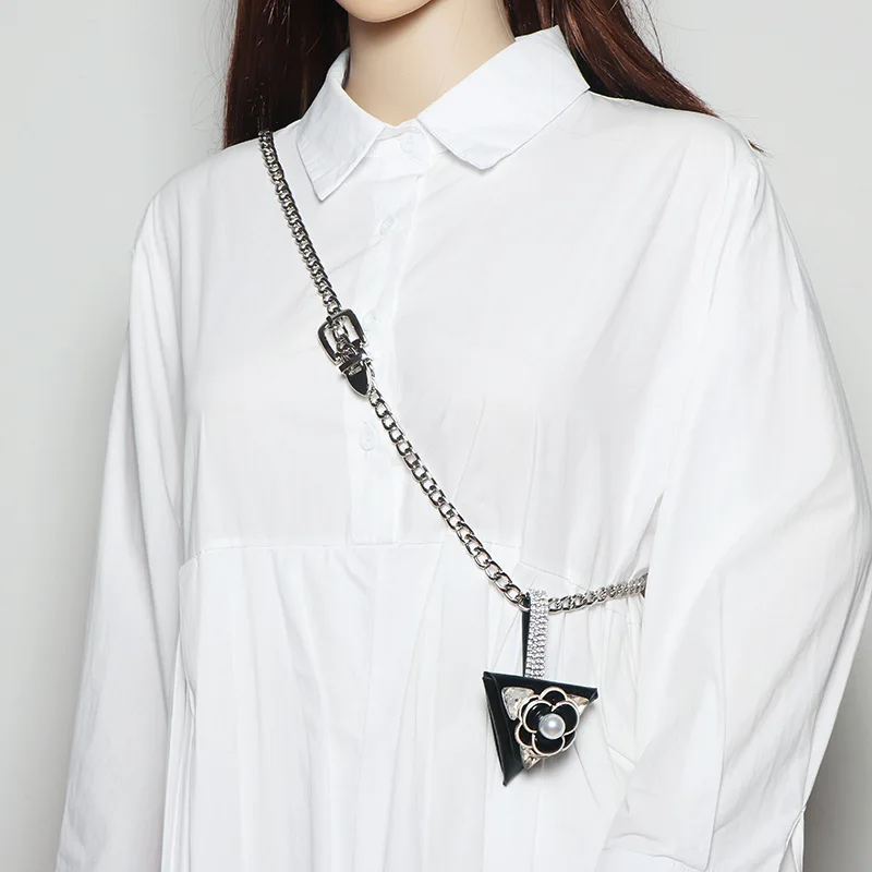 DAEYOTEN Metal Chain Waist Bag Women's Accessories Decoration with Suit 2022 New Rhinestone Bag Red Small Belt BagZM1302