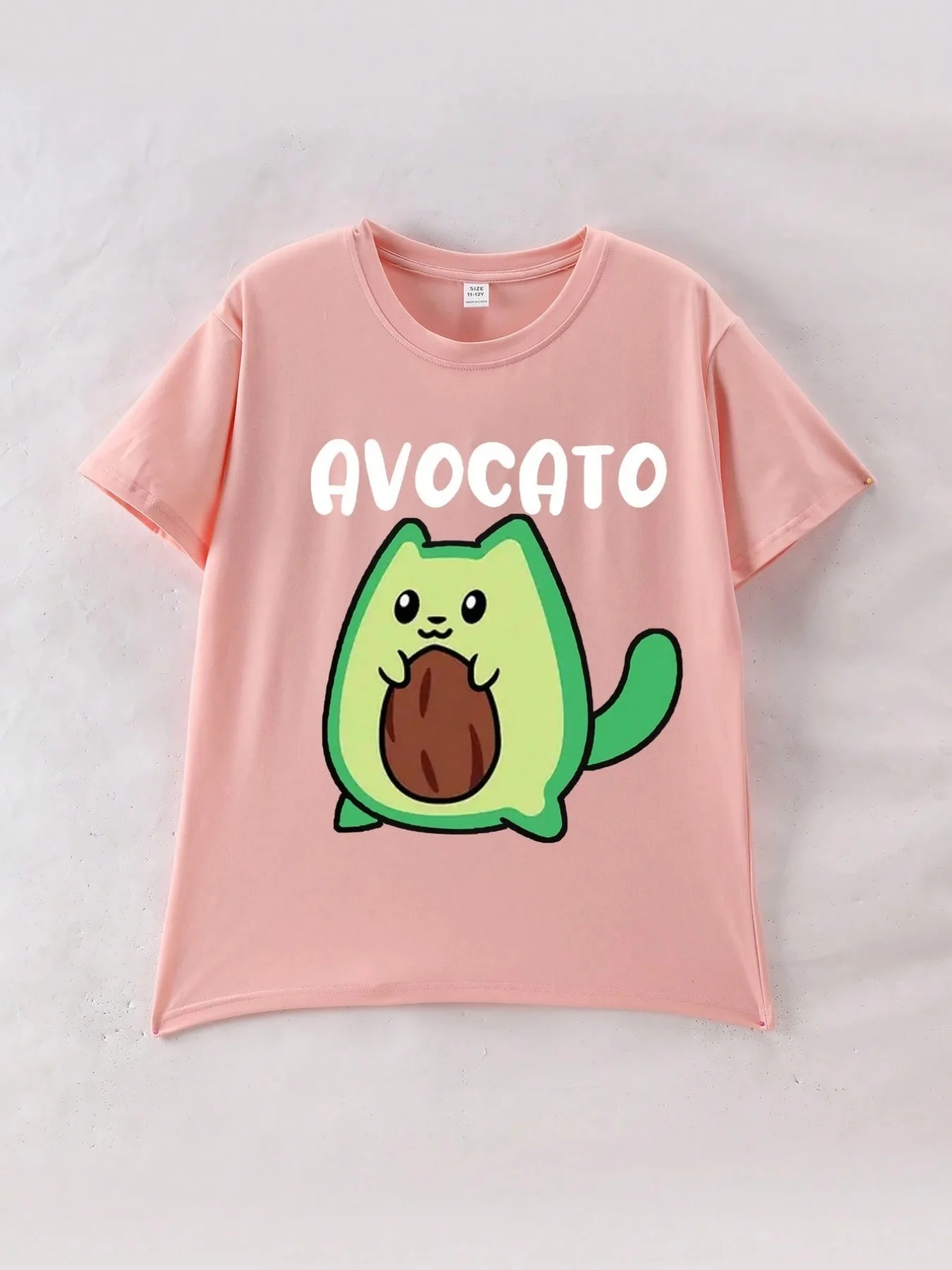 Camiseta informal con cuello redondo y estampado de retrato de chica linda para niña joven, verano