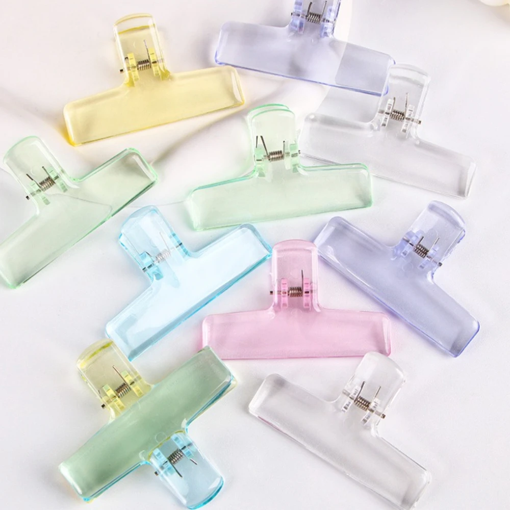 Clip pequeño transparente de Color gelatina, papel de prueba acrílico, Clip de cola larga, Clip de clasificación de información de facturas, Clip de cola de golondrina de oficina