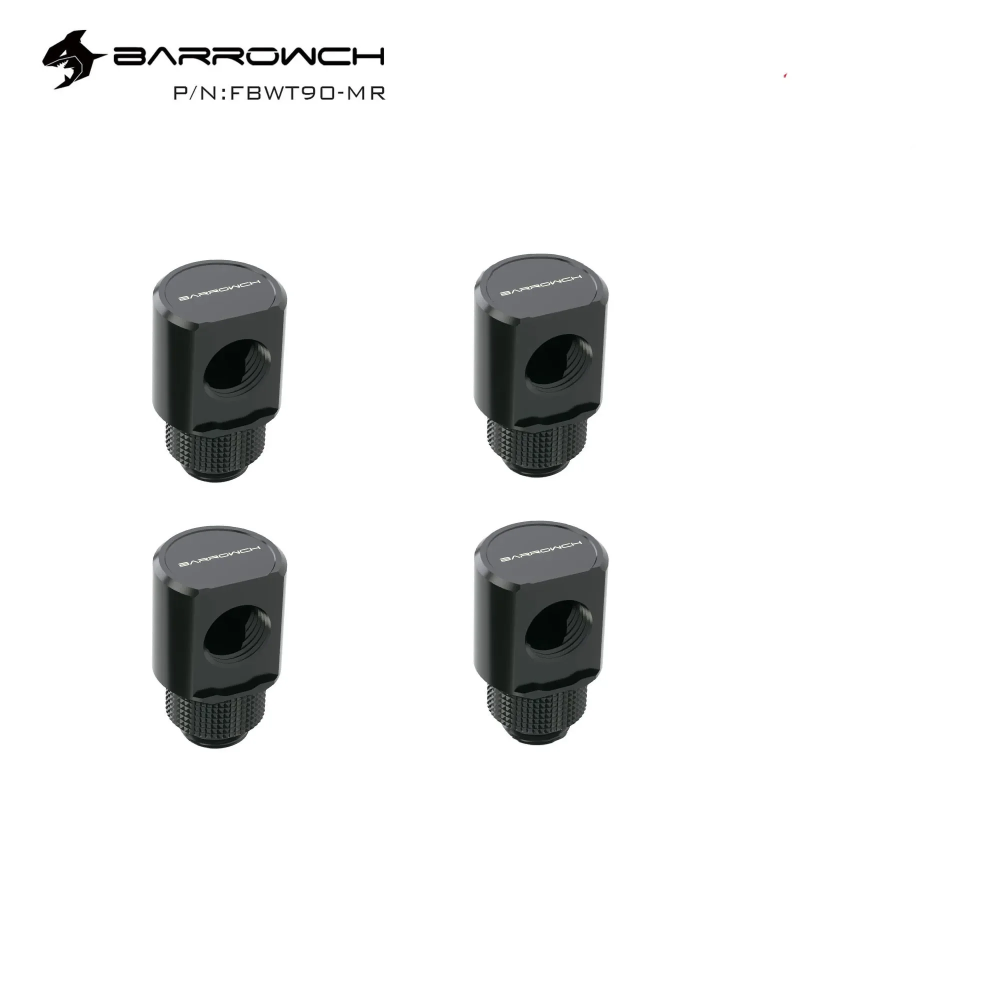 Barrow 4pcs 90 Degree G1/4'' 360 Rotary Fittings ,Computer Case Liquid Cooling Loop Kit Build Connector,FBWT90-MR