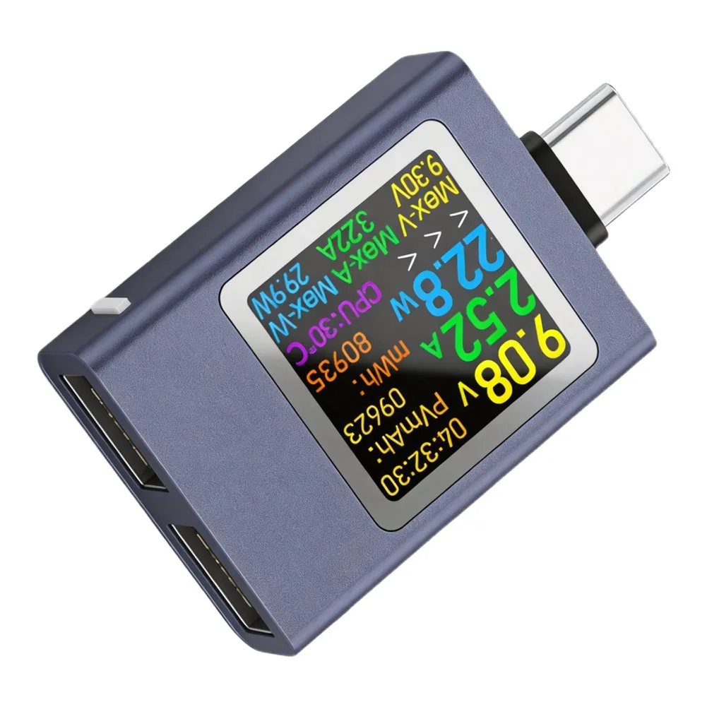 Type‑C Multifunction DC Meter Tester, 50V 12A High‑Precision Voltage Current With Rotatable HD Digital LCD Display