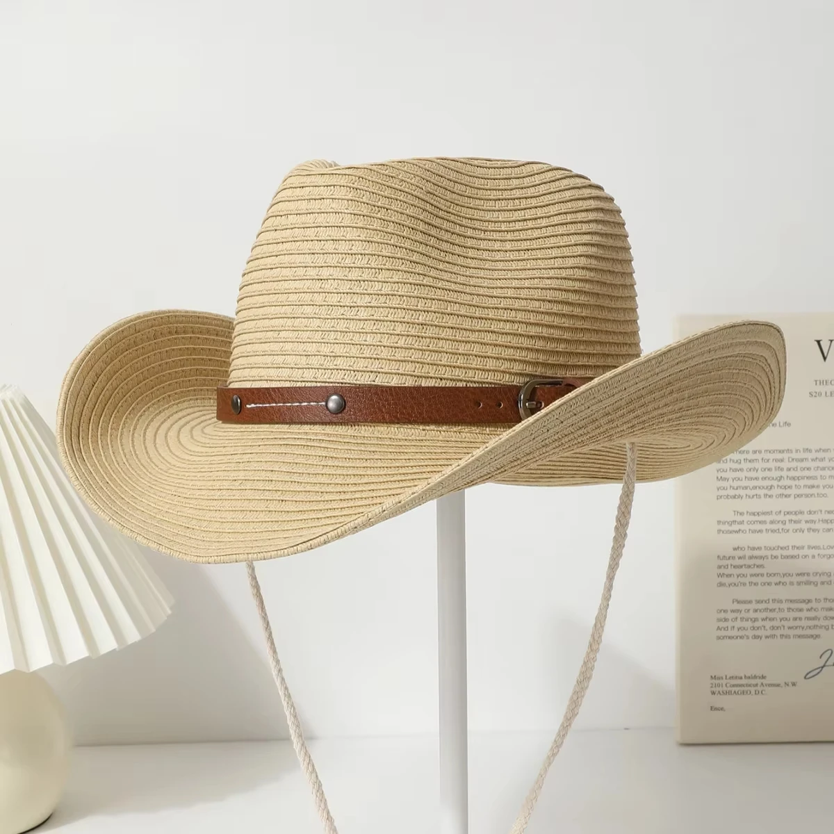 Straw Hat Stylish Western Cowboy Hat Wide-Brimmed Hat Paper Grass For Beach Festival Outdoor