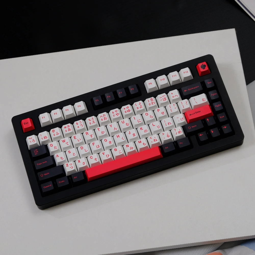 

151 Keys Black White Red Japanese Keycaps Cherry Profile Keycap PBT Dye Sublimation Key Caps For MX Switch Mechanical Keyboard