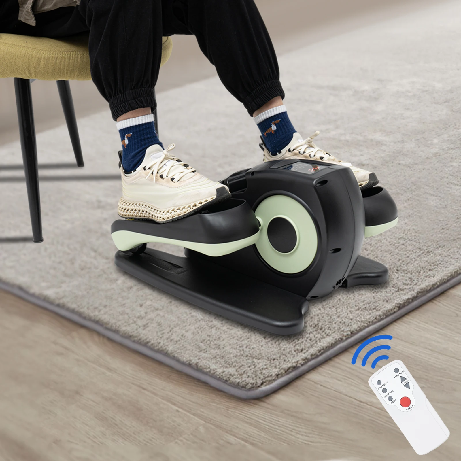 

5-Speed Remote Control Electric Foot Exerciser Under Desk Elliptical Machine Leg Rehabilitation Trainer for Home Office Therapy