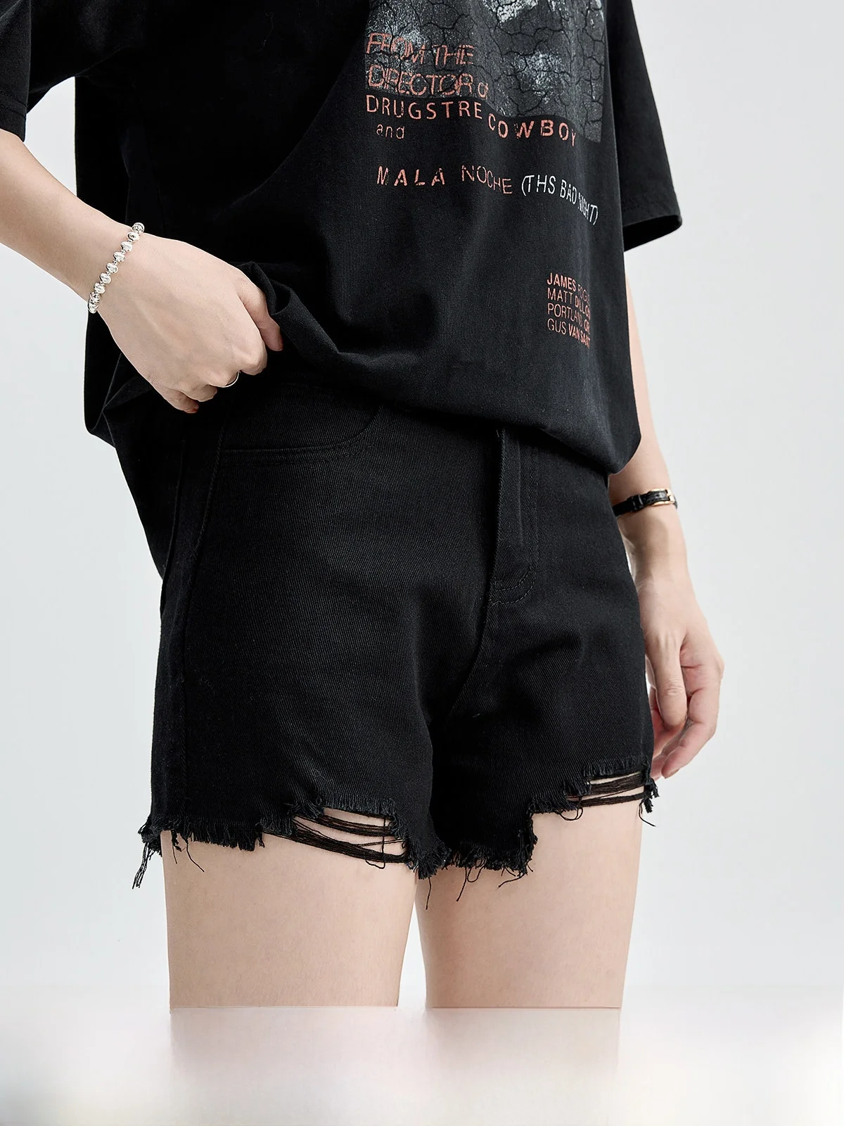 

High Waist Short Jeans Women's Casual Black Frayed Hem Denim Pants Summer Fashion Slimming Effect Wide Leg Loose Fit Style