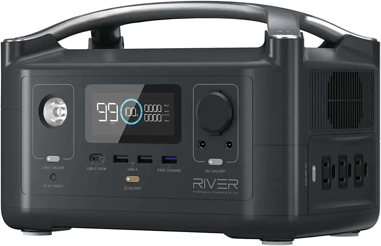 RIVER 288Wh Portable Power Station,3 x 600W(Peak 1200W) AC Outlets & LED Flashlight, Fast Charging Silent Solar Gener