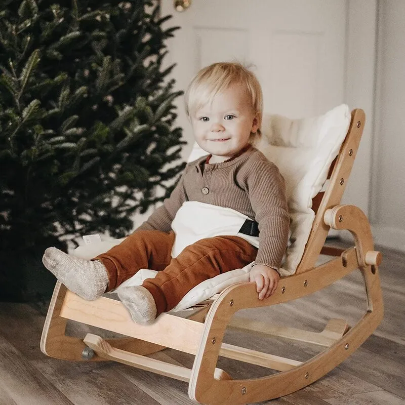 Baby Rocking Chair Solid Wood Baby Soothing Tool Household Newborn Lounge Chair Multifunctional Wooden Baby Soothing Chair