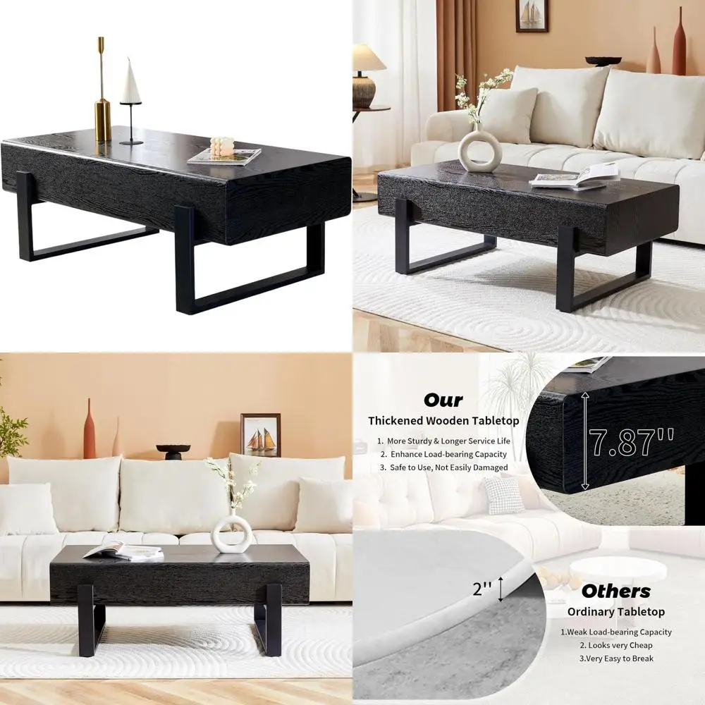 

Прямоугольный журнальный столик с мраморной столешницей и черными металлическими ножками для небольших гостиных и обеденных помещений