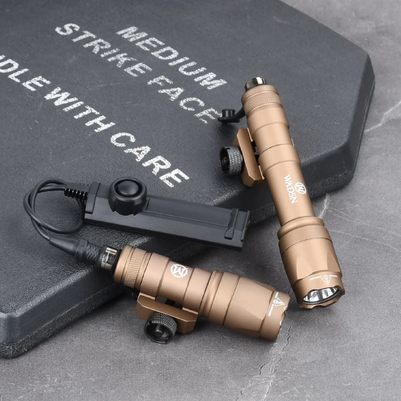 WADSN Tactical 300 600 Flashlight 300A 600C Metal LED Mini Light Dual-function Pressure Switch Fit 20mm Picatinny Rail System