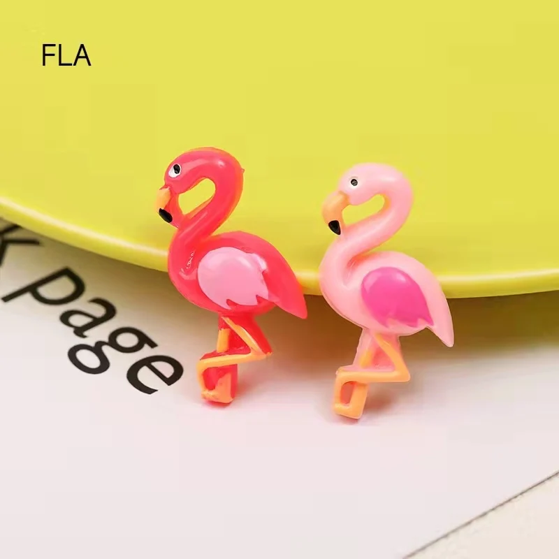 100pcs/Bag Resin Flatback Flamingo Cabochons Party Decoration DIY Crafting Supplies Flamingo Earring Keychain Pendant Decor