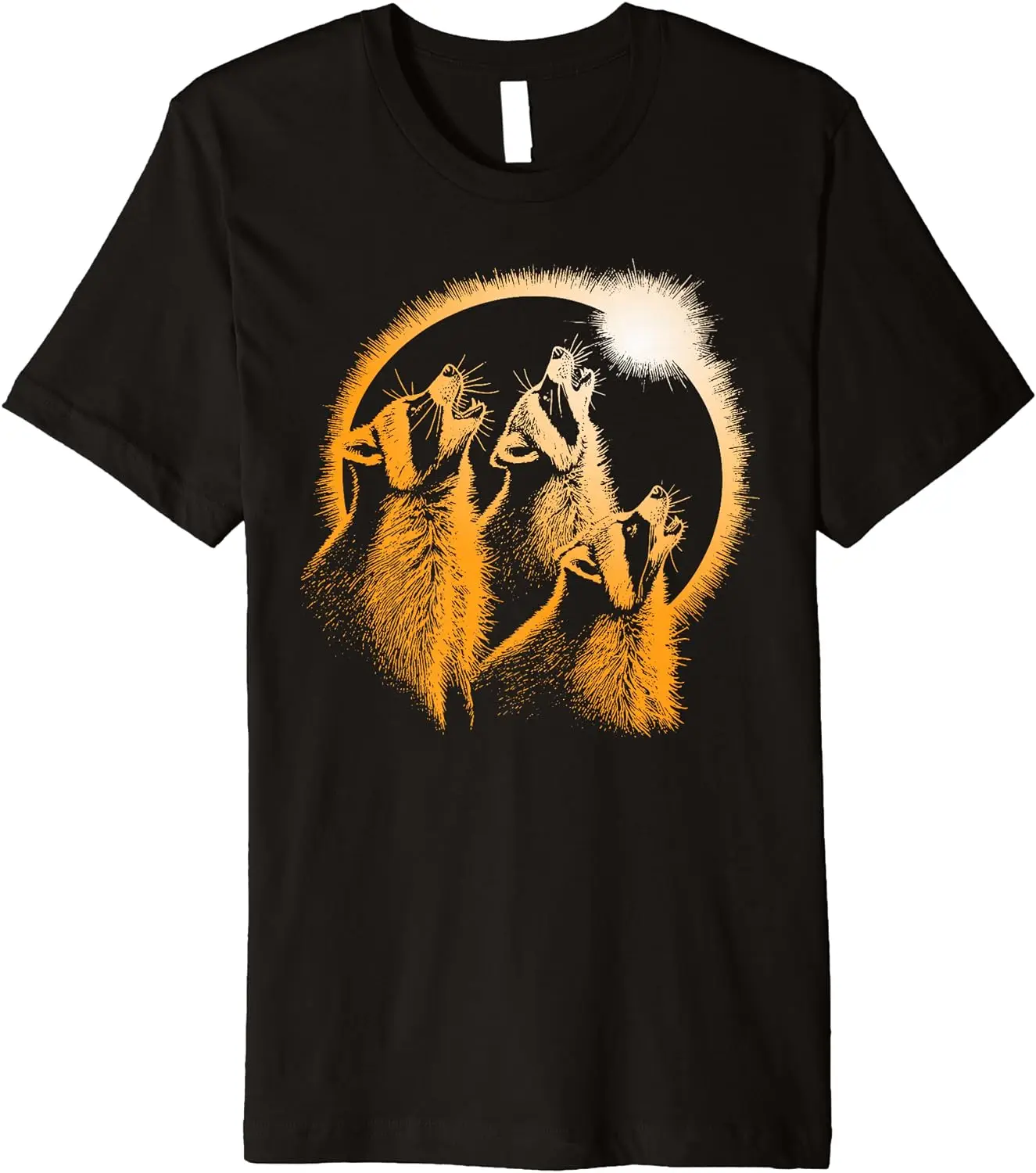 Total Solar Eclipse April 8th 2024 Funny Raccoons Howling Premium T-Shirt