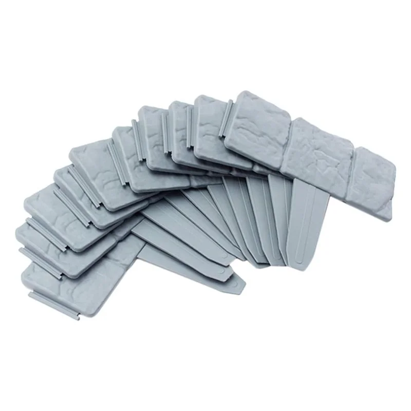 

T02C!20Piece Garden Landscape Edging Borders No Dig 16 FT Lawn Edging Grey For Landscaping,Plastic Fencing Lawn Border