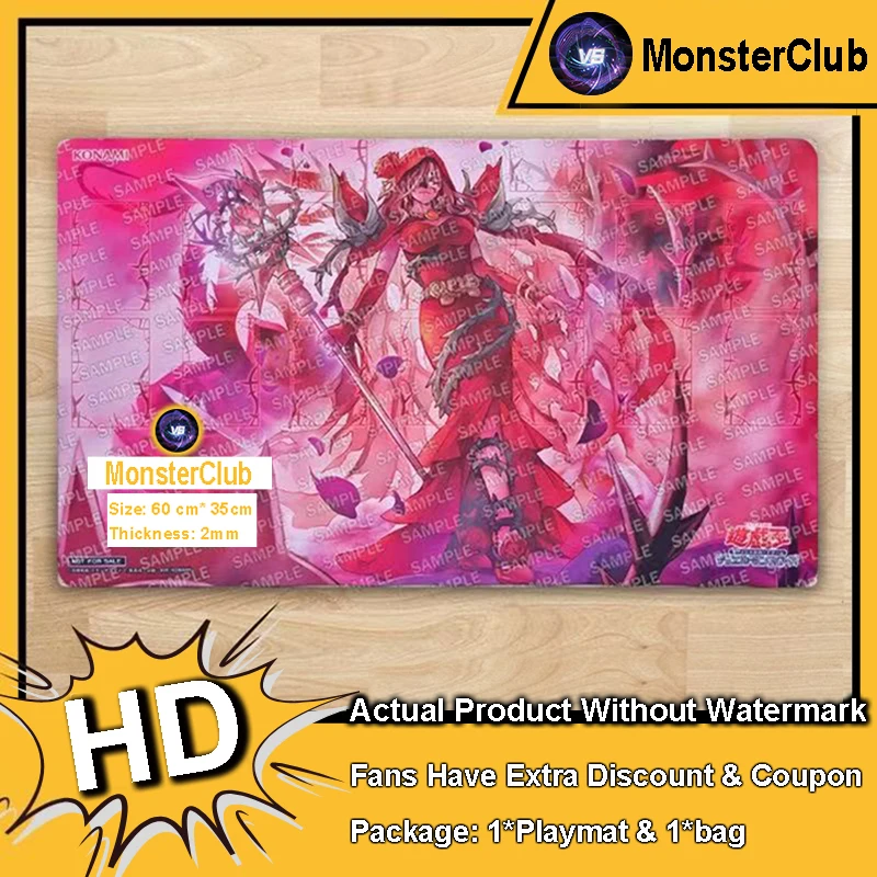 

YuGiOh Playmat Rage Rose Witch TCG CCG Mat Board Game Duel Pad Trading Card Game Mat Rubber Mouse Pad Free Bag 600x350x2mm