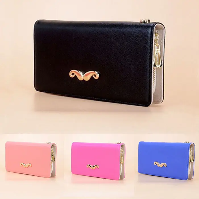 

Fashion Womens PU Leather Wallet With Multi Card Slots & ID Window Purse Zipper Phone Handbag US
