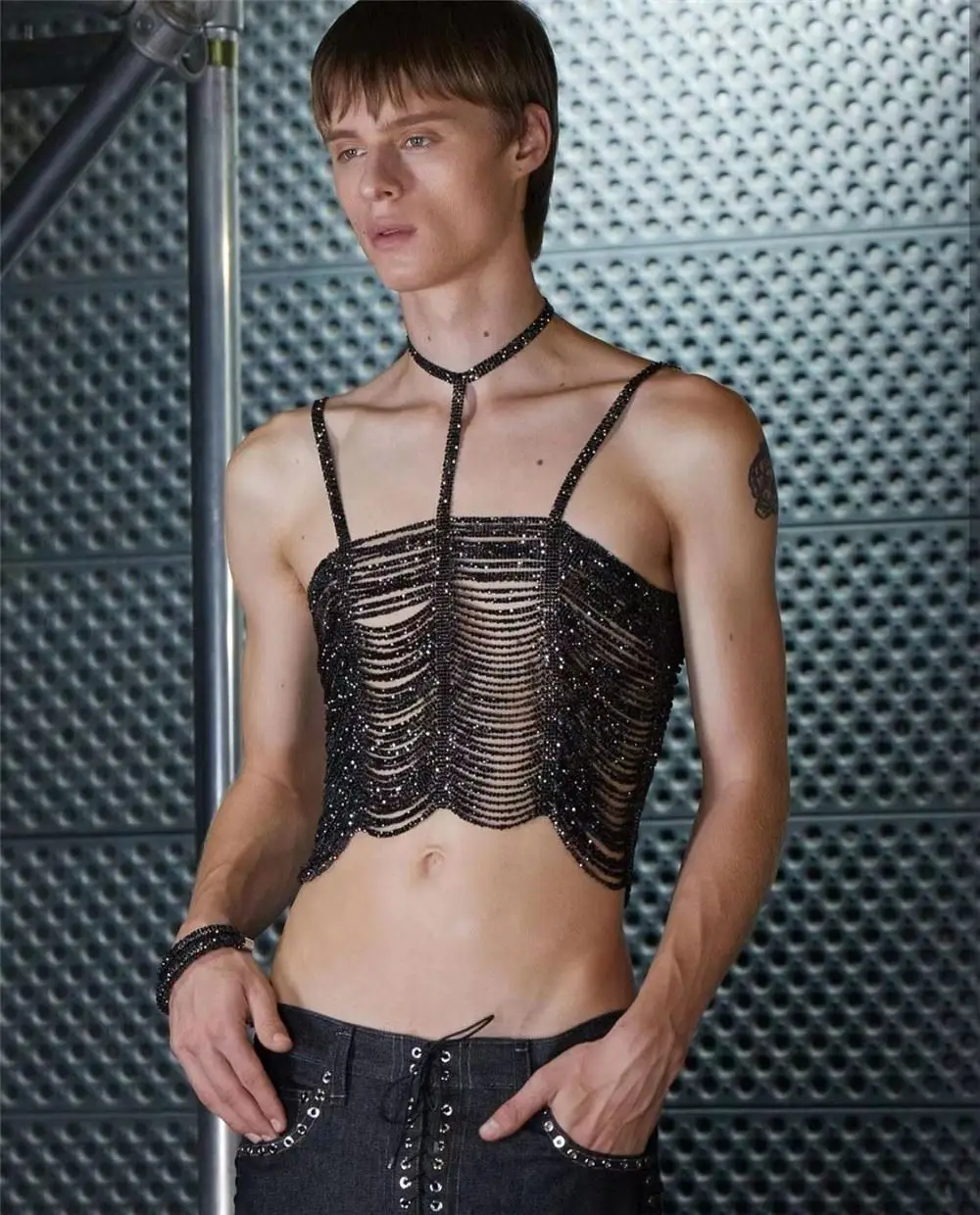 

Summer 2023 New Arrival Hollow out Diamond Vest 20258 Women's ort Sle Commute Faion Pure Color Single Piece