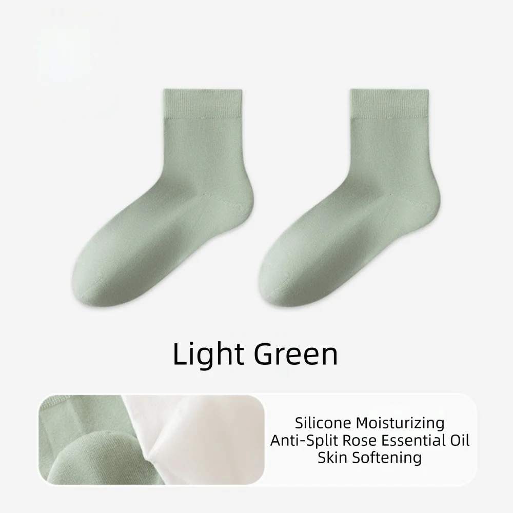 

1 Pairs Cracked Heel Treatment Moisturizing Socks Silicone Gel Pad Softening Care Cotton Crew Socks Solid Color