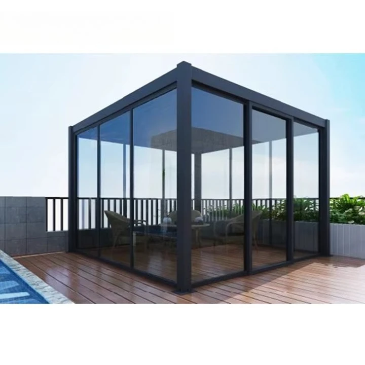 ห้องกระจกโค้งรับแสงแดด สวนฤดูหนาว วิลล่ากลางแจ้ง โครงสร้างกระจกและอลูมิเนียม
