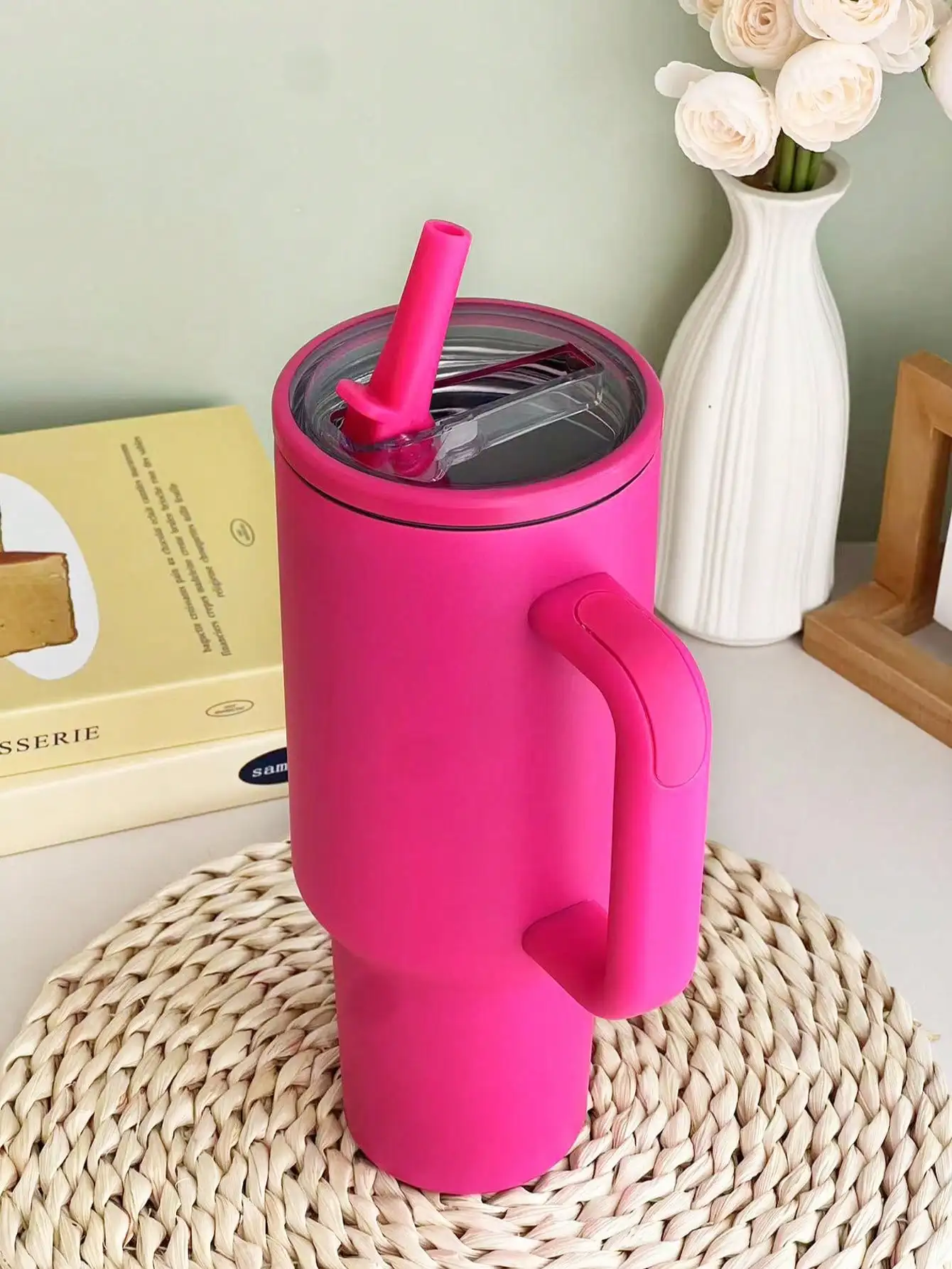 

40 унций, изолированная дорожная кружка из нержавеющей стали 304, с ручкой, герметичная соломинка, водонепроницаемая крышка, праздничный подарок