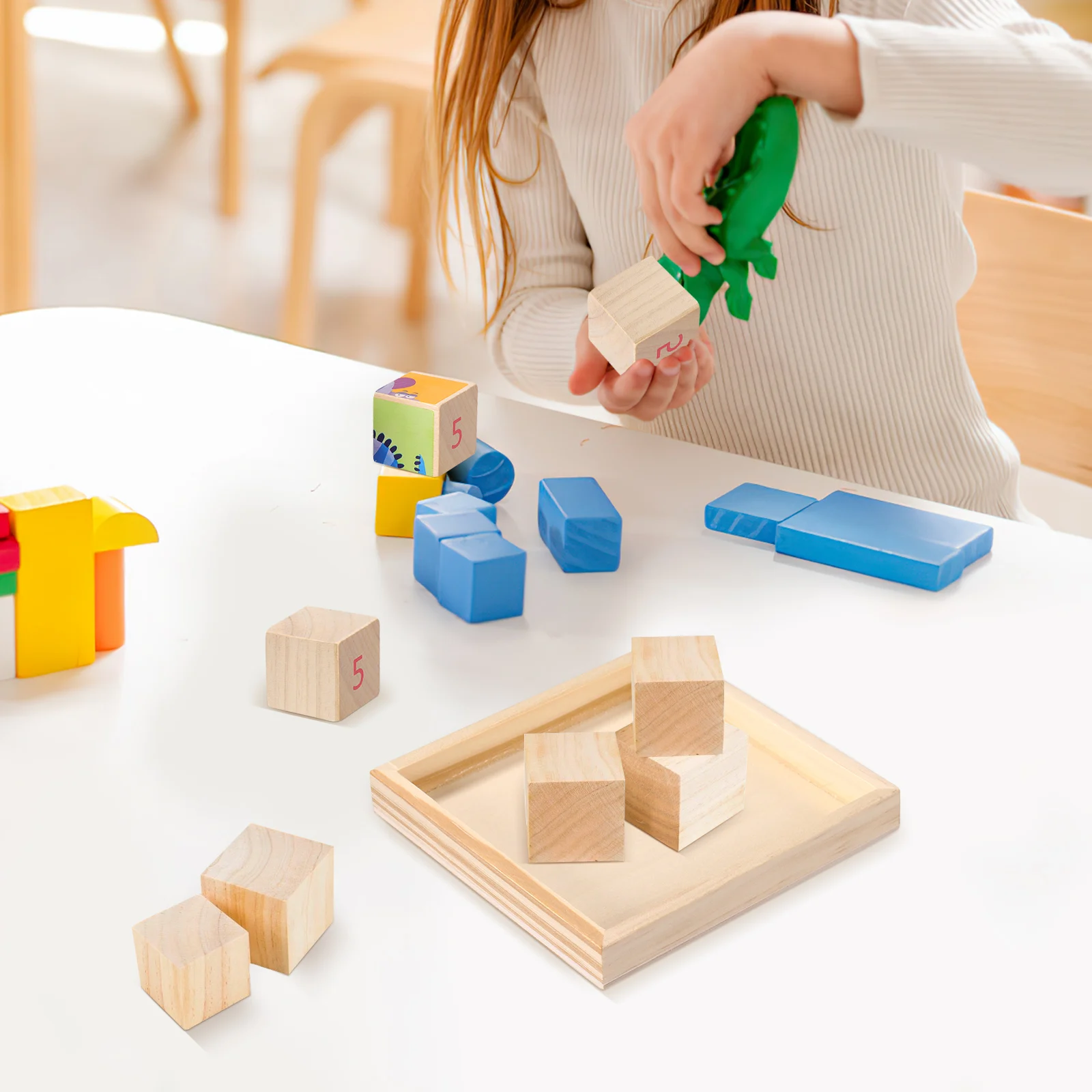 6 Pcs Wooden Painting Trays Craft Storage Natural Unfinished Kids Room Tidy Clean Durability Smooth Texture Jewelry