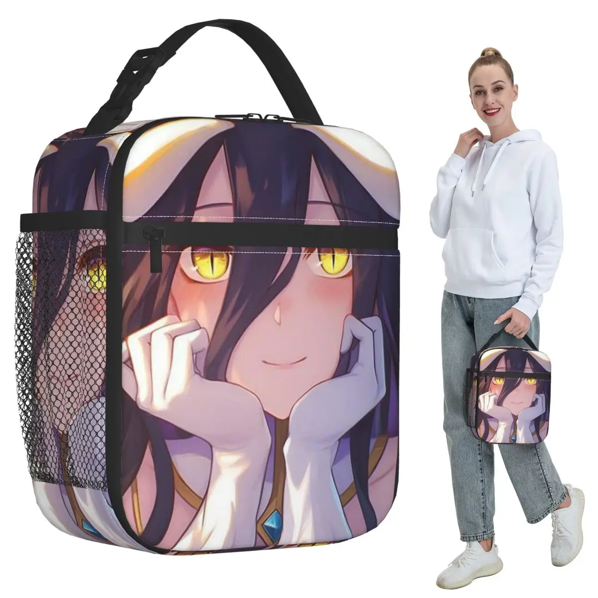 Adventure Anime Albedo Overlord Insulated Lunch Bag for Kids School Cooler Thermal Food Box Tote Portable Lunch Boxes Container