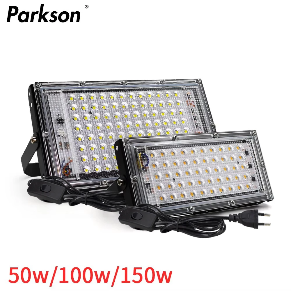 LED Floodlight 50W 100W 150W IP65 Waterproof EU Plug Outdoor Floodlight Spotlight LED Reflector Street Lamp Garden Lighting