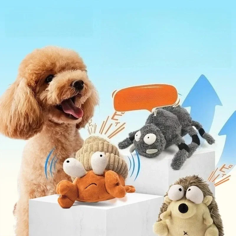 

Интерактивная вибрирующая игрушка-краб для собак, автоматический плюшевый мяч со звуком пищалки для всех собак и кошек