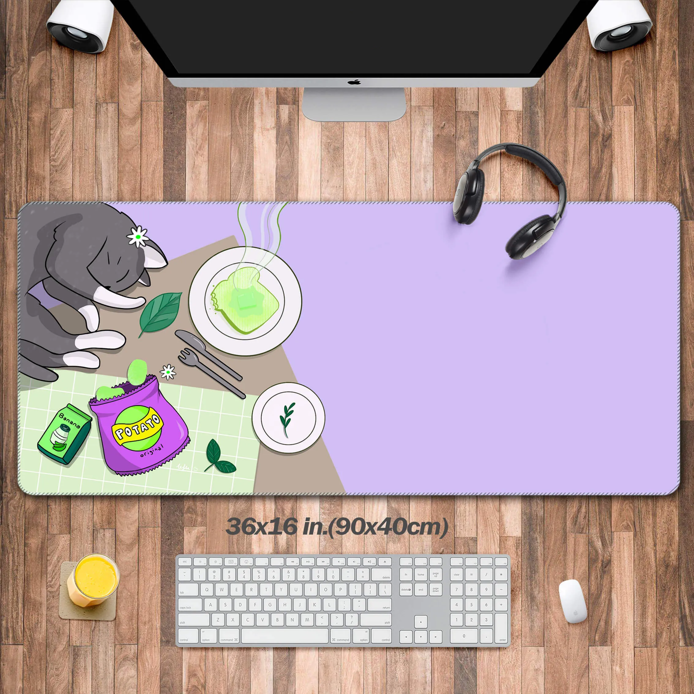 

Kawaii XXL Kitten Picnic Mouse Pad, Large Cute Cat Desk Mat, Cute Desk Mat, Japanese Sushi Laptop Mat, Desk Accessories