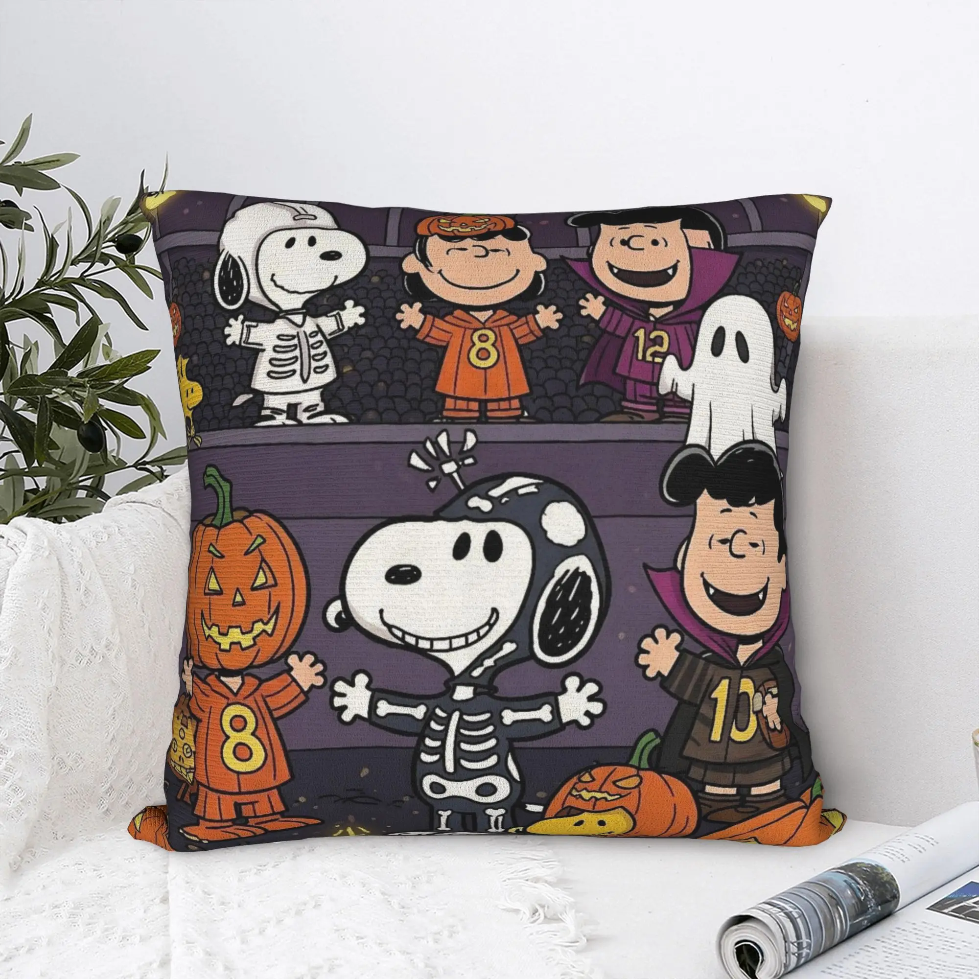 Halloween Snoopys Square Pillowcases Polyester Home Pumpkin Cat Cushion Case Creative Decorative Pillow Cover 45*45