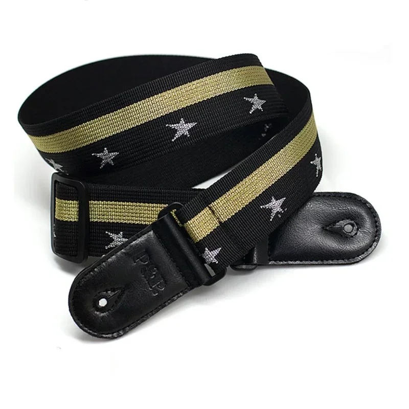 Adjustable Guitar Strap Gold Silver Wire Ribbon Star Pattern Guitarra Straps Belt Electric Acoustic Guitar Bass Parts Accessory